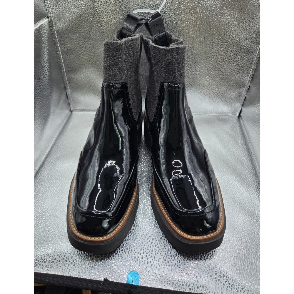 Dolce Vita H2O Waterproof Patent Leather Knit Chelsea Boots Black & Grey